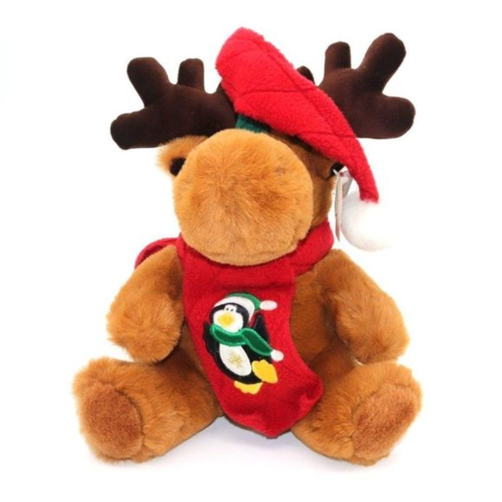 Stuffed Holiday Moose, Christmas Plush, 12", TB Trading, Stuffed Teddy Moose, Gr